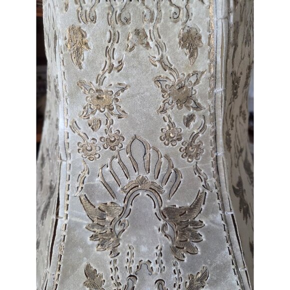 Vintage Rawhide Lampshade Hand-Sewn Panels Western Rustic Spanish Revival - Picture 4 of 10